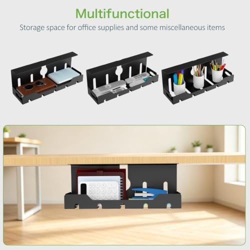 KEEGH Under Desk Cable Management Tray 16 in, Cable Organizer Tray, Black - Image 4