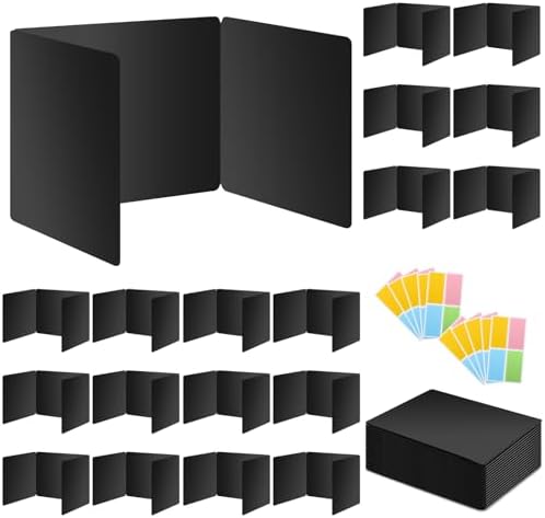 18 Pack Black Desk Dividers for Students, Privacy Shields Folder for Students, Durable & Waterproof Plastic Study Board, Classroom Teacher Supplies Test Divider, Includes Extra Labels by bcabo