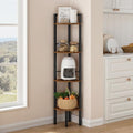 Tajsoon Corner Shelf Stand 4 Tier 48.5" with Metal Frame, Rustic Brown by Tajsoon