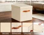 Homsorout Storage Bins with Lids - Fabric Storage Baskets for Shelves, 8 Pack Foldable Decorative Boxes with Handles, Stackable Organizer Bins for Home, Nursery, Dorm, Beige - Image 7