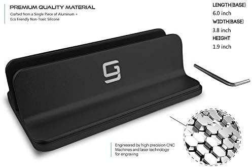 Vertical Laptop Stand for Desk [Adjustable] Sturdy Aluminum Dock Fits All Laptops (up to 20.3 inches) Space Saving, Modern Compact Holder, Compatible with MacBook Pro/Air, Surface, HP, Dell (Black) - Image 2
