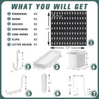 MULSAME Pegboard Combination Kit, Wall Mounted Storage Set with 4 Pegboards & 14 Accessories Hanging, Black Peg Boards Organizer for Walls Display, Crafts Organization, Kitchen Organizer, 22" x 22" - Image 3