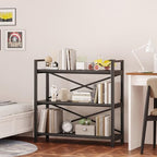 Homeiju 3 Tier Bookshelf 31.49" Width, Wood and Metal Etagere Bookcase, Vintage Farmhouse Modern Wooden Big Book Shelf for Home Living Room Bedroom Office Storage(Grey) - Image 7