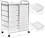 LDAILY 15 Drawer Rolling Storage Cart, Rolling Cart with Drawers for Classroom, Art Supply Craft Organizer on Wheel with Metal Frame & Handles for Home Office School - Image 3