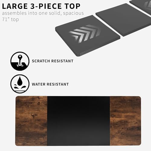 VIVO Black/Vintage Brown 71 x 30 in Table Top, DESK-TOP72-30BN - Image 6