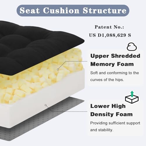 baibu Memory Foam Recliner Cushion with Lumbar Pillow, 20 x 20 x 5 in,Black - Image 4