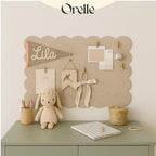 Orelle Scalloped Felt Bulletin Board | 23 x 15” | Foldable Peel and Stick Felt Board for Wall | Alternative Cork Board for Office, Message Board, Kids Art Display | Beige - Image 2