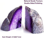 Decorative Agate Bookends 2-3 lbs Dyed Purple Natural Crystal Geode Book Ends for Home Decor Housewarming Gift 1 Pair - Image 2