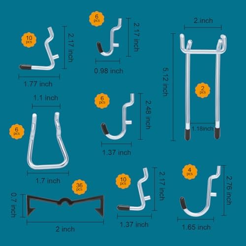 1/4 inch Extra Thick Pegboard Accessories Kit,Only Suitable for 1/4" Pegboard Board,Includes Three Baskets and Multiple Types of Pegboard Hooks,Metal Hooks for Hanging Storage(Black Baskets) - Image 3