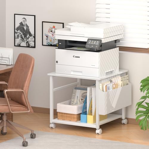 Lerliuo White Large Printer Stand with Storage - Image 5