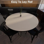 Round Table Cover - Can Be Used On Both Sides Waterproof and Easy to Clean Good Flatness Used for Dining Table(Light Beige+Light Gray Dia.42Inch) - Image 5