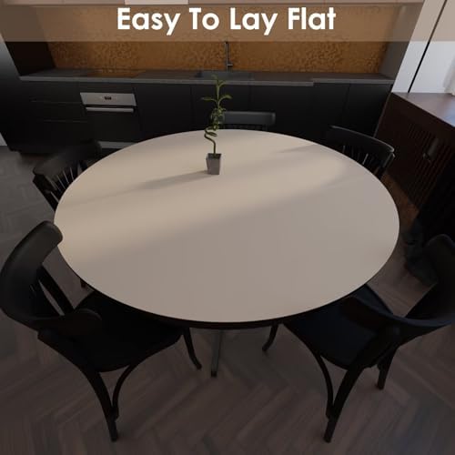 Round Table Cover - Can Be Used On Both Sides Waterproof and Easy to Clean Good Flatness Used for Dining Table(Light Beige+Light Gray Dia.42Inch) - Image 5