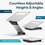 Lifelong Aluminum Adjustable Laptop Stand, Extra Tall 20" Riser, Silver - Image 3