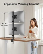 HUANUO Vertical Dual Monitor Mount, Stacked Monitor Stand for 2 Monitors with Height Adjustment Computer Monitor Arm Supports Two 17 to 32 Inch with C Clamp Each Desk Mount Hold up to 17.6lbs - Image 5