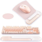 Ospelelf Mouse Pad with Wrist Rest and Ergonomic Gel Keyboard Hand Wrist, Support for Typing Gaming, Relieve Wrist Pain, Cool & Easy to Clean, for Office, Programmer, Home Computer Use, Pink by OspelelfOfficeSupplies