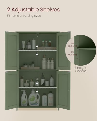 VASAGLE Floor Storage Cabinet, 2 Adjustable Shelves, 4 Doors,42.7" H - Image 5
