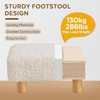 Small Foot Stool Ottoman, Sherpa Footstool Ottoman Foot Rest for Couch, Rectangle Footstools and Ottomans Small for Living Room, Entryway and Bedroom (White) - Image 3