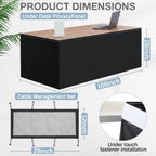 Tegeme 108" Under Desk Privacy Panel Self Adhesive Desk Curtain Skirt Black - Image 2