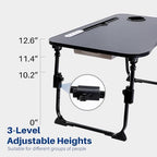 BYMECOST Laptop Desk for Bed, Height Adjustable Laptop Bed Table, Foldable Portable Lap Desk Stand with USB/Storage Drawer/Cup Holder/Slot, Breakfast Tray for Working Reading Writing Eating - Image 4