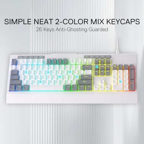 Redragon K525 RGB Backlit 104 Keys Wired Membrane Gaming Keyboard w/ 5 Multimedia Keys & 4 Extra On-Board Macro Keys, Dedicated Media Control, Ergonomic Wrist Rest, Linear Mechanical-Feel Switch - Image 6