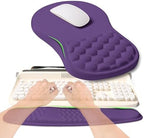 2-in-1 Ergonomic Set, Wave Rise Keyboard Wrist Rest and Massage Bulge Slope Mouse Pad Wrist Support, Cushion Memory Foam Integrated to Relieve Wrist Pain, Dark Purple by KUOSGM