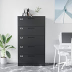 Fesbos Lateral File Cabinet with 5 Drawers - Metal Steel Filling Cabinets for Home Office - Lockable Storage Cabinet for Hanging Files Letter/Legal/F4/A4 Size-Assembly Required - Image 4