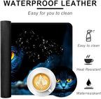 Large Keyboard Mouse Pad Set, Extended Mouse Pad+Keyboard Wrist Rest Support, Memory Foam Ergonomic Easy Typing, 4Pcs (31.5×11.8 in) Desk Pad Set for Office Home,Black Cat with Glowing Eyes - Image 2