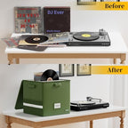 DocSafe Vinyl Record Storage Box with Lock,Fireproof Record Organizer Storage for 100+ Single Records(12-inch), Collapsible Storage Crate with Lid & Handles for Valuable Album Collection,Green,2 Pack - Image 6