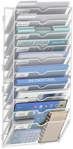 14-Tier Wall File Organizer and Hanging File Organizer, White by JMHUD