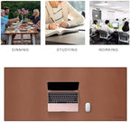 MAIDERN 43.3”x 19.6” Leather Desk Mat, Large Desk Pad, Cork & Leather Large Mouse pad for Desk, Waterproof Computer Desk Mat for Gaming Home Office (Brown) - Image 6