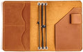 Travelers Leather Journal Cover A6 – Leather Notebook Case with 3 Elastic Bands, Card Slots, Pen Holder & Interior Pockets, Fits 4.1" x 5.8" Notebooks (Paper Not Included), Warm Brown by Unknown
