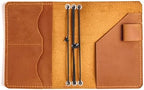 Travelers Leather Journal Cover A6 – Leather Notebook Case with 3 Elastic Bands, Card Slots, Pen Holder & Interior Pockets, Fits 4.1" x 5.8" Notebooks (Paper Not Included), Warm Brown by Unknown