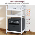 4-Tier White Printer Stand with Wheels, Extra Large Tall Printer Table with Storage Shelf, 4 Tier Printer Cart, Home Printer Stands (White) - Image 5