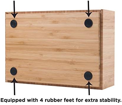 MobileVision Bamboo Telephone Stand with Drawer Stackable Storage Solution for Office Products Pens, Pencils, Scissors, Notepads, Business Cards and More - Image 4