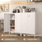 IRONFFICE Metal Cabinet Storage,Metal Cabinet with Doors and Shelves,2 Door Storage Cabinet for Living Room,Office,White - Image 5