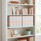 BLU MONACO | Cardboard Magazine File Holder Set of 4 | Vertical Magazine File Holder with Gold Label Slots | Standing File Holder and Cardboard Bins for Shelves Desk Classroom - Image 3