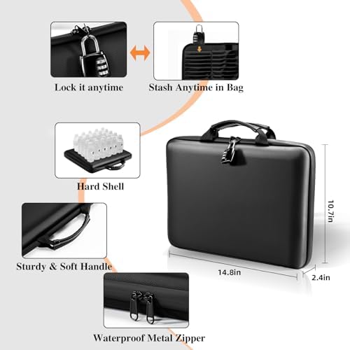 Fireproof Document Box File Organizer: Hard-Shell Case Fireproof Waterproof Box with Lock & 13 Pocket Accordion File Folder - Portable Home Office Travel Safe Storage for Important Documents and Files - Image 3