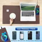 Wireless Charging Desk Mat, Mouse Pad, Brown-R, 32 * 16inch - Image 6