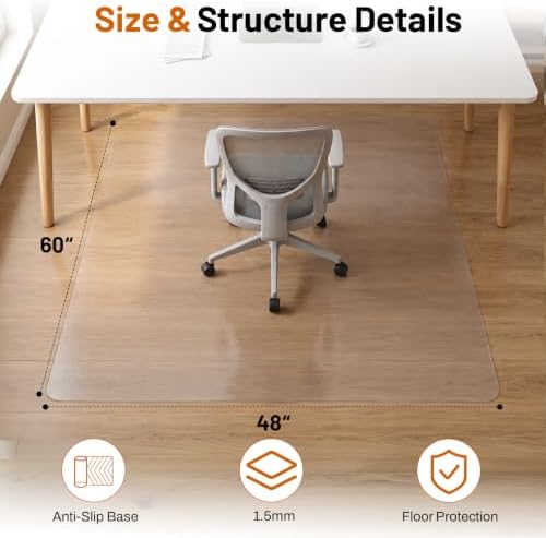 Clear Office Chair Mat for Hardwood Floors, Heavy Duty Protector - Image 2