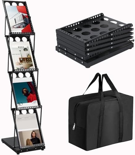 Foldable Brochure Display Stand with Carrying Bag, Literature Stand 4 Tier by ZLDYPINK