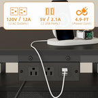 YAOHUOO Printer Stand with Power Outlet/Drawers, Printer and Shredder Stand - Image 3