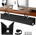 SHUWEI 48" Under Desk Cable Management Tray, Fabric, No-Drill Mount, Black by SHUWEI
