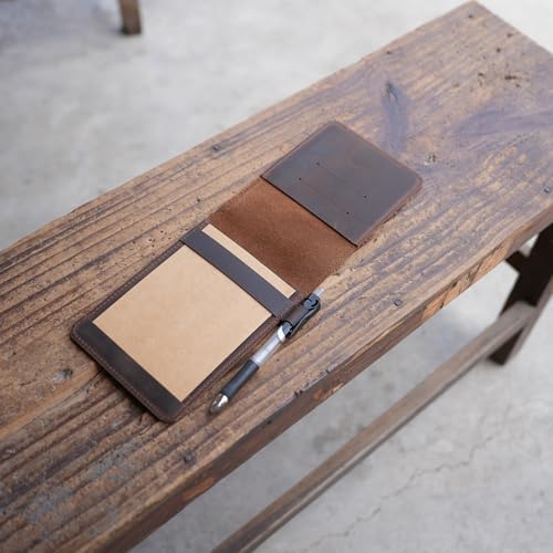 JJNUSA Genuine Leather Notepad Cover For Mini Pocket Notebook 4" X 6", Leather Cover For Rite In The Rain Top-Spiral Notebook,Travel Index Cards 4 x 6 / 4" x 6" Cover Holder Jotter brown - Image 4