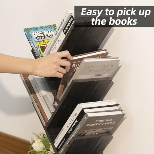 SHEEPAM Small Tree Book Shelf,5 Tier Bookshelf, Wood Desktop Bookcase - Image 6