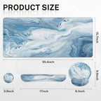 Arttown Keyboard Mouse Pad Set, 4 in 1 Desk Mat Set Marble Abstract - Image 2
