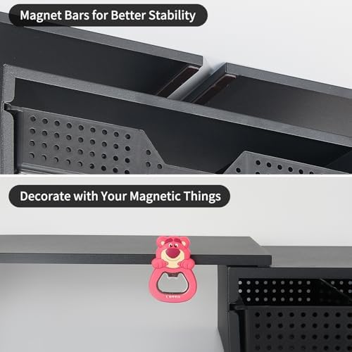 LEKETREE Dual Monitor Stand Riser with Drawer, Computer Stand for Desk, Workspace Desktop Stand, Desk Organizer for Computer, Laptop, TV and More (Black) - Image 5