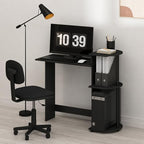 Furinno Compact 29-Inch Black Computer Desk, Gaming Desk with Shelves, Office Desk with Book Shelf, for Home Office, Study Room, Dorm, Bedroom, Dark Americano by Furinno-FitsYourSpaceFitsYourBudget