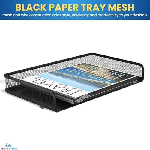 1InTheOffice Side Load Letter Tray Stackable, Black Mesh Tray Legal Size, "2 Pack" - Image 7