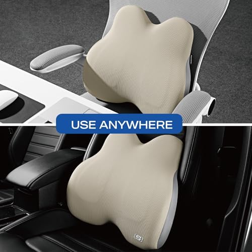 Skechers Memory Foam Lumbar Pillow,Lumbar Support Pillow for Office, Chair Lower Back Pain Relief Lumbar Pillow, Ergonomic Design Back Support Pillow for Office Chair, Car, Home, Travel,Beige - Image 4