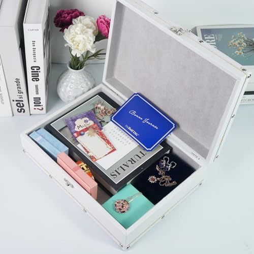 DreamsEden White Wooden Keepsake Box with Latch, Large Decorative Storage - Image 4